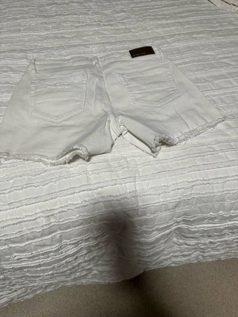 Dollhouse White Frayed Hem Denim Shorts